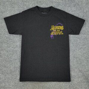 Los Angeles Lakers Shirt Men Small Black NBA Basketball Logo Short Sleeve Adult